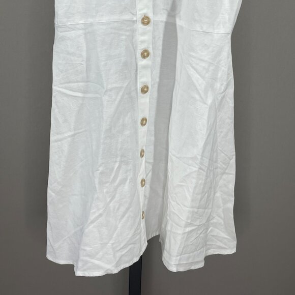 NEW Loft Dress Womens 4 white linen fit flare preppy casual classic summer - Picture 3 of 9